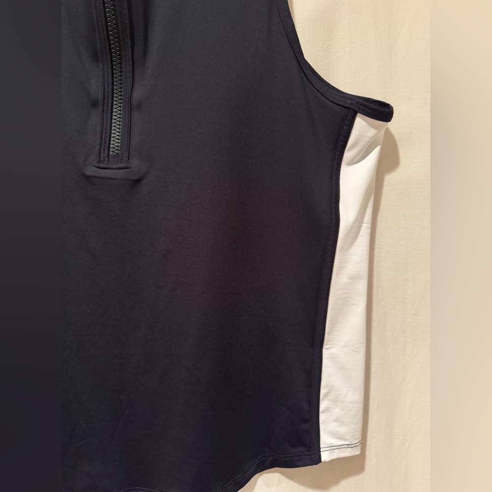 NWT - Greyson Women’s Sleeveless Vesta Mock Neck Top - CANAL- Navy White - XL - Picture 8 of 12